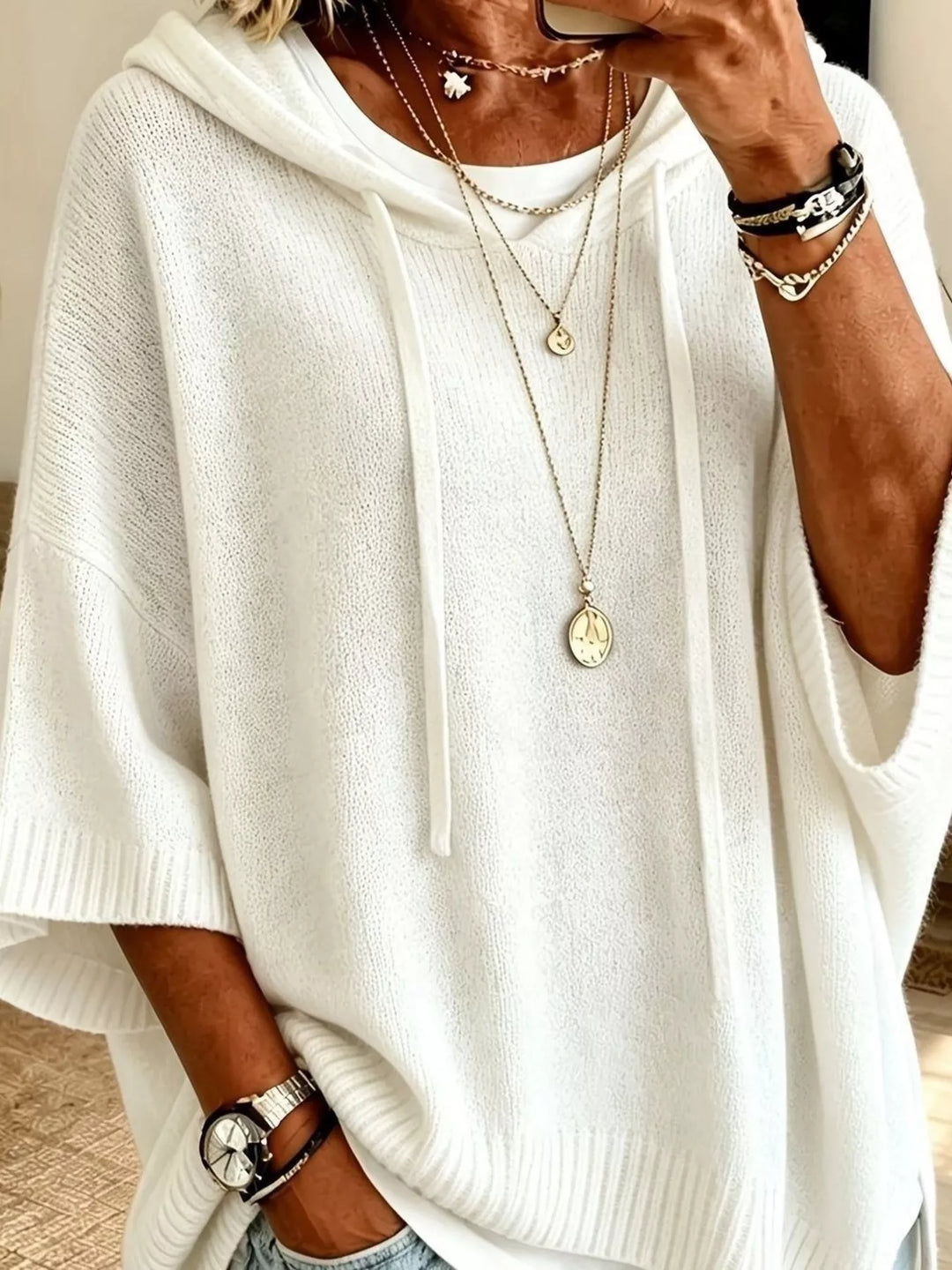 Marielle™ | Relaxed Hooded Knit Poncho