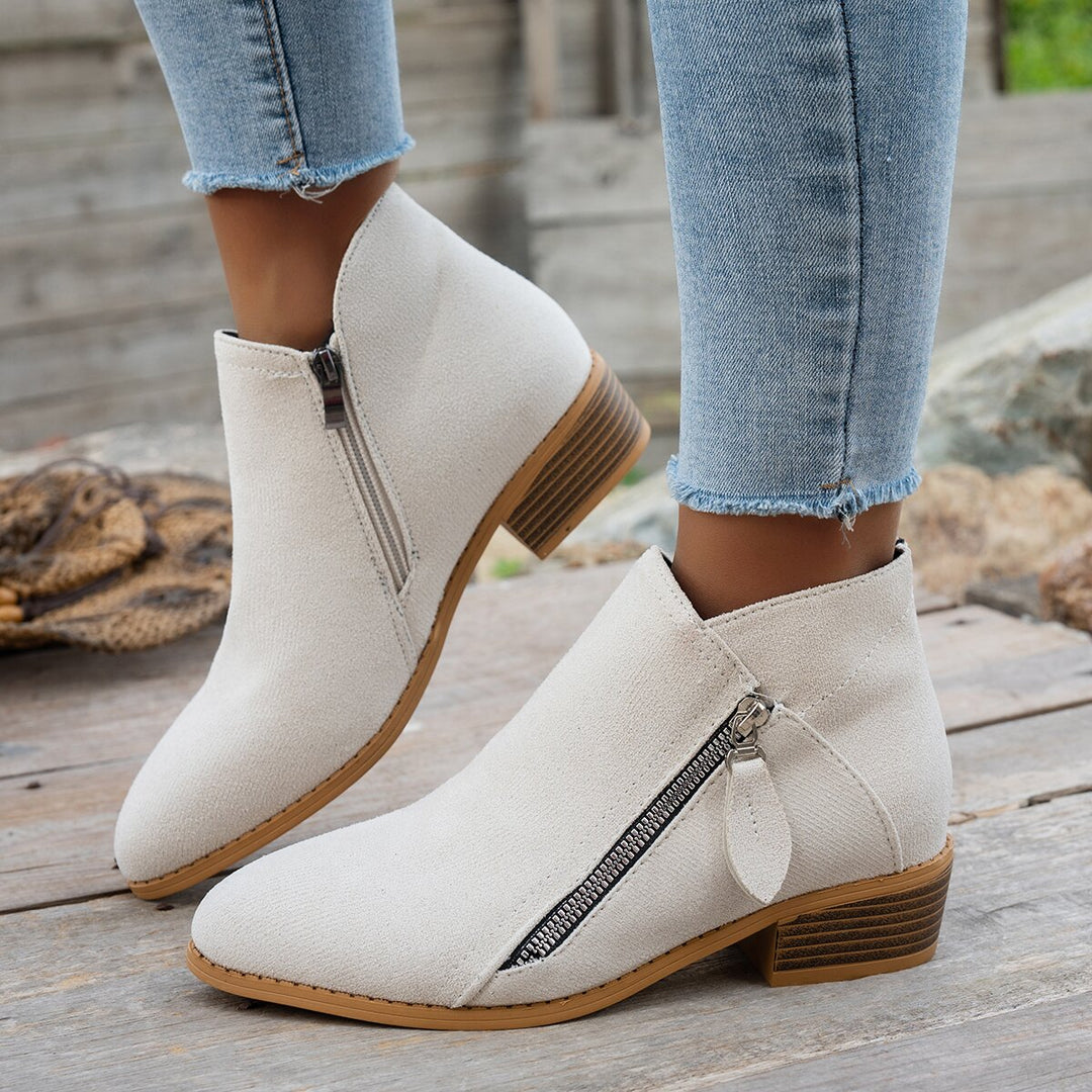 Nadine™ | Side-Zip Low-Heel Ankle Boots