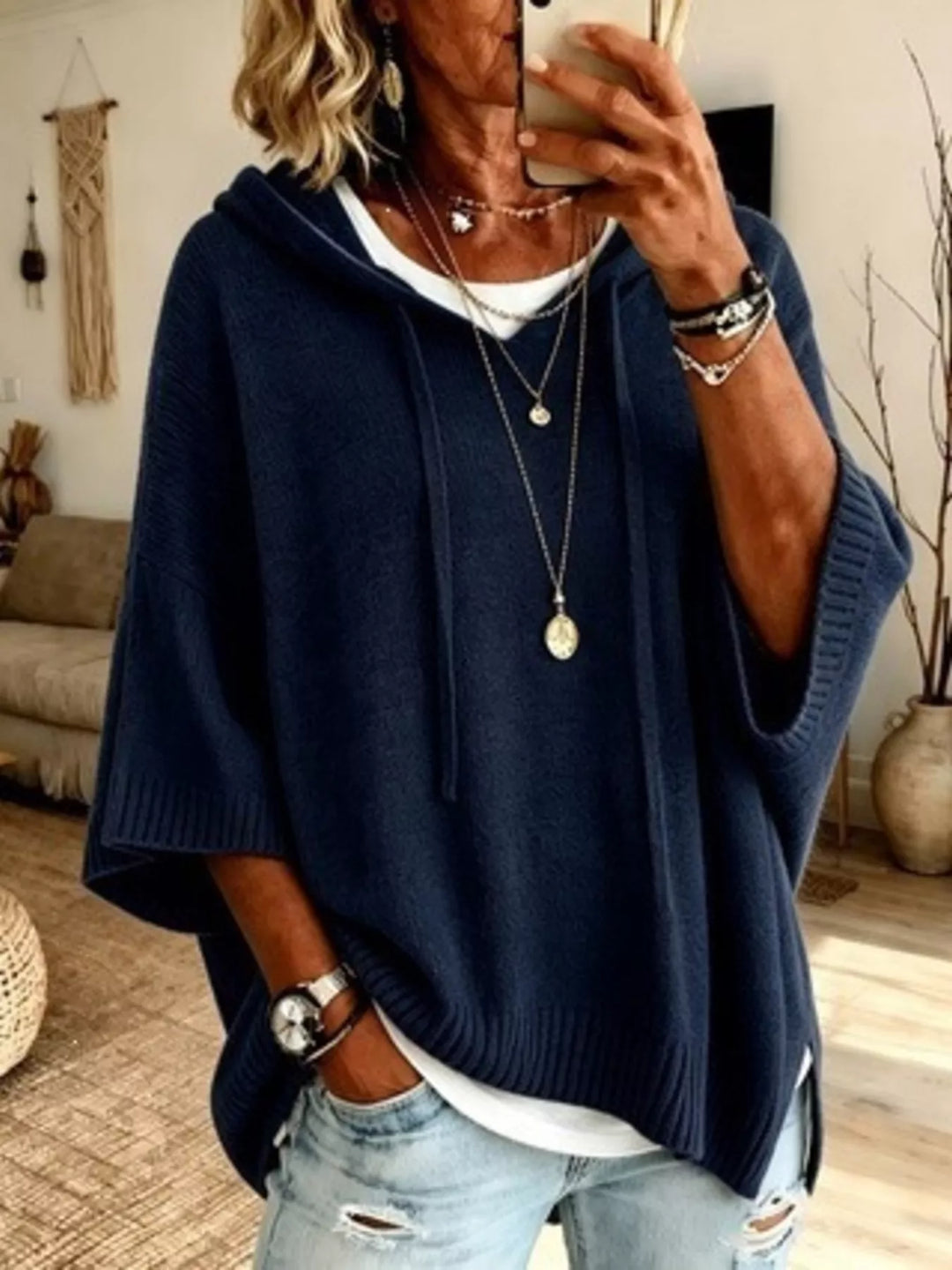 Marielle™ | Relaxed Hooded Knit Poncho