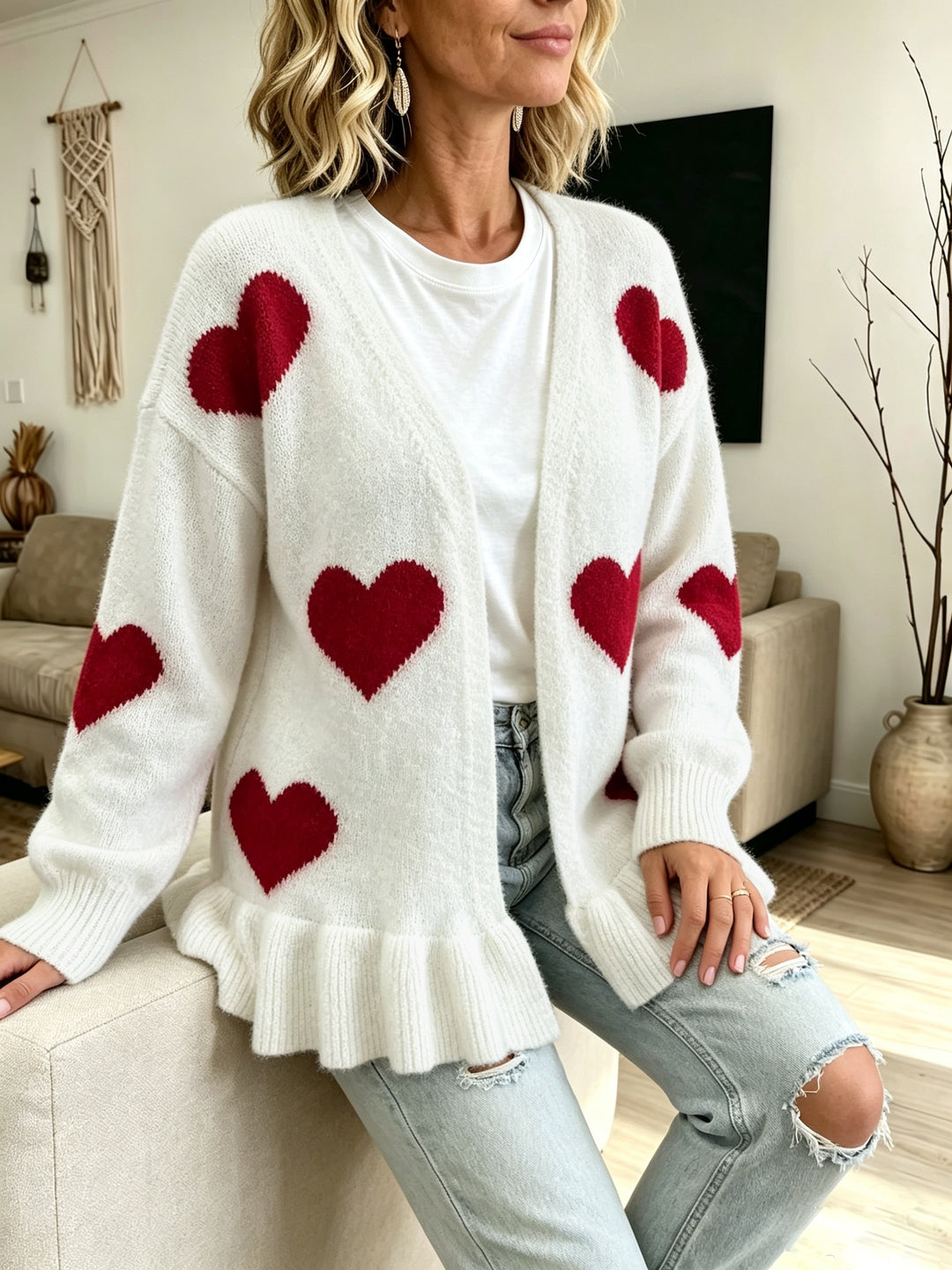 Valentina | Knit Heart Pattern Coatigan
