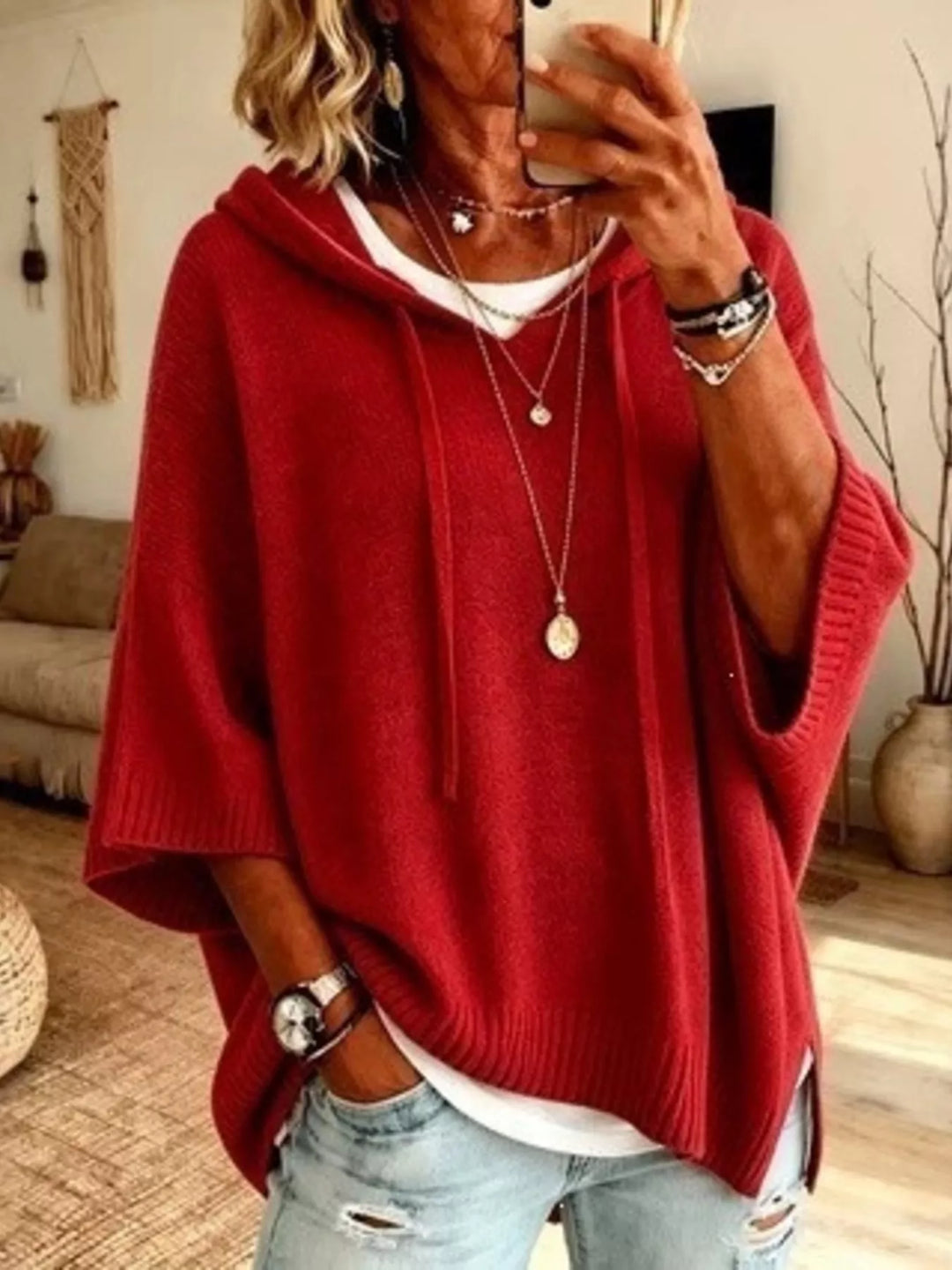 Marielle™ | Relaxed Hooded Knit Poncho