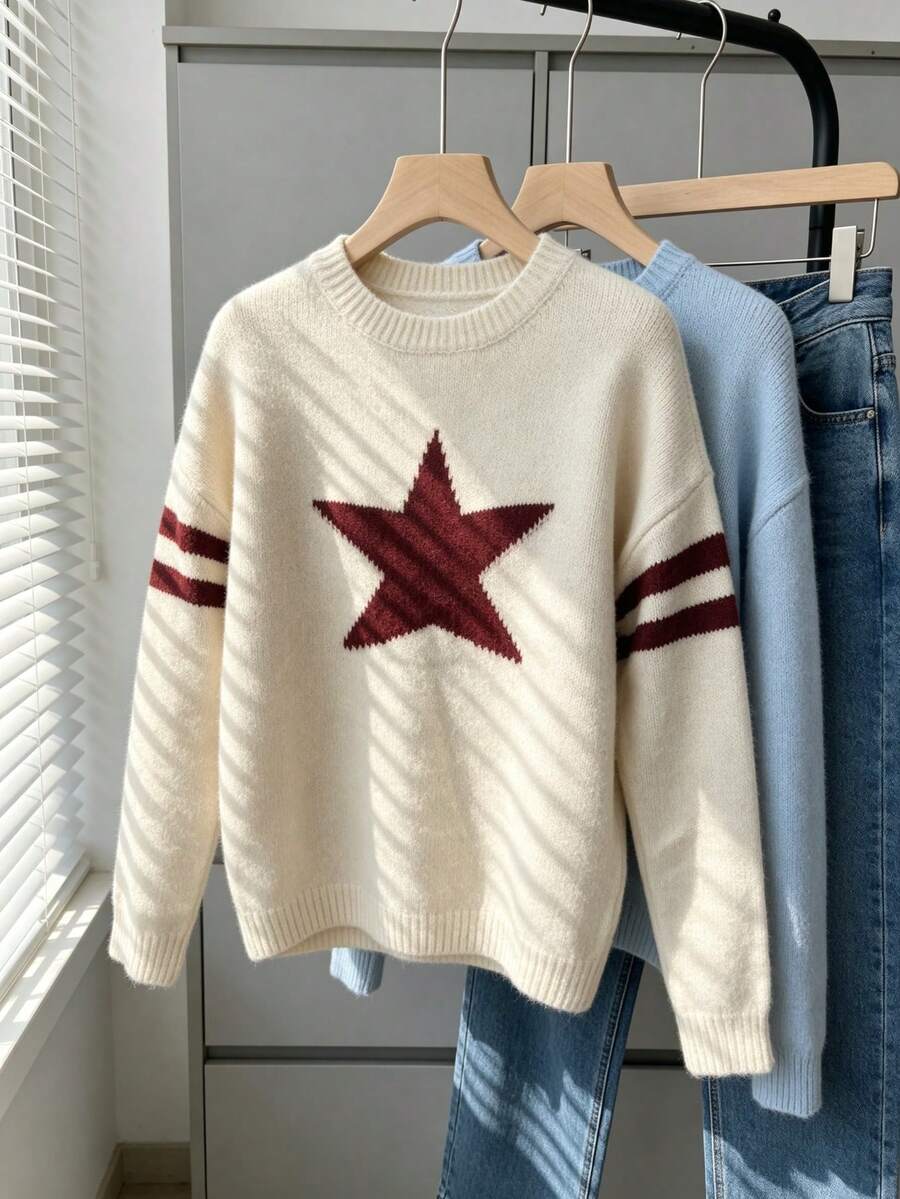 Bonnie™ | Star-Pattern Relaxed Knit Sweater