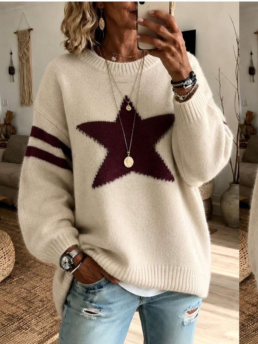 Bonnie™ | Star-Pattern Relaxed Knit Sweater