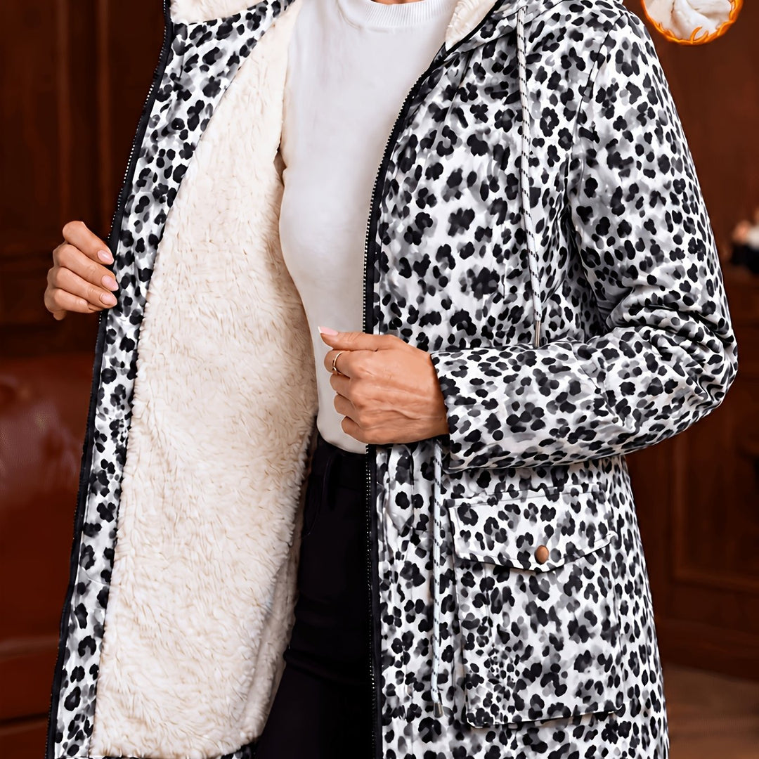 Bianca™ | Leopard Sherpa-Lined Hooded Coat