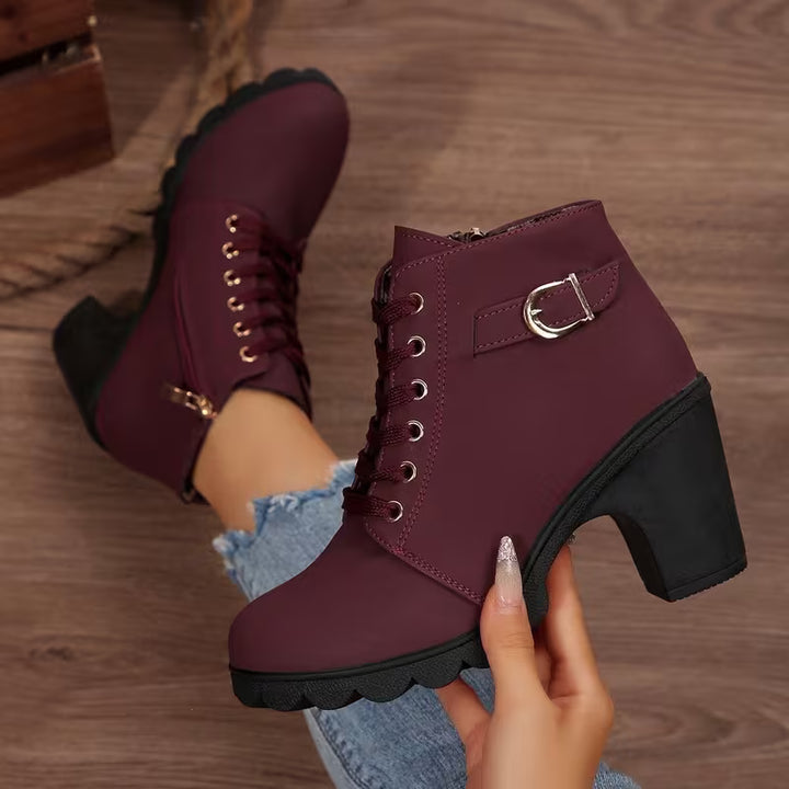 Veronica™ | Lace-Up Block-Heel Ankle Boots
