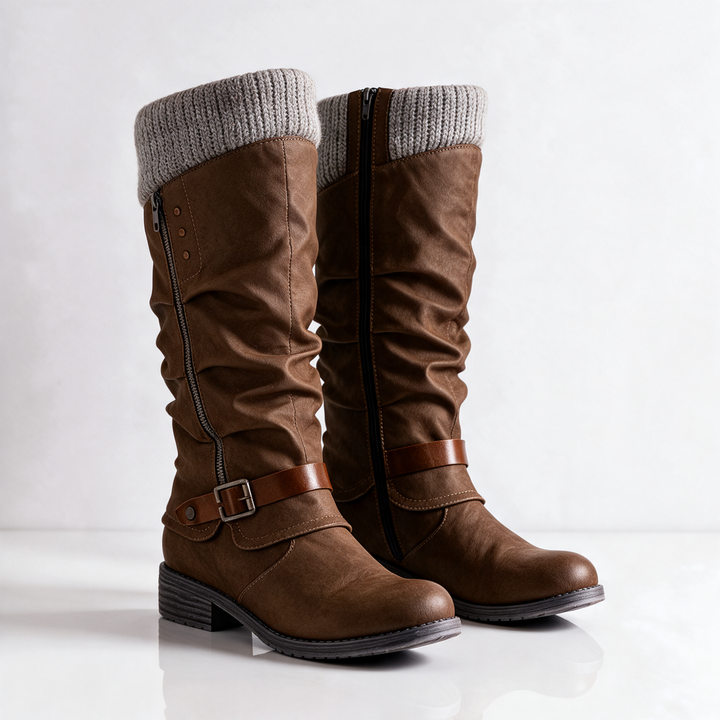 Theresa™ | Knit-Collar Comfort Mid-Calf Boots