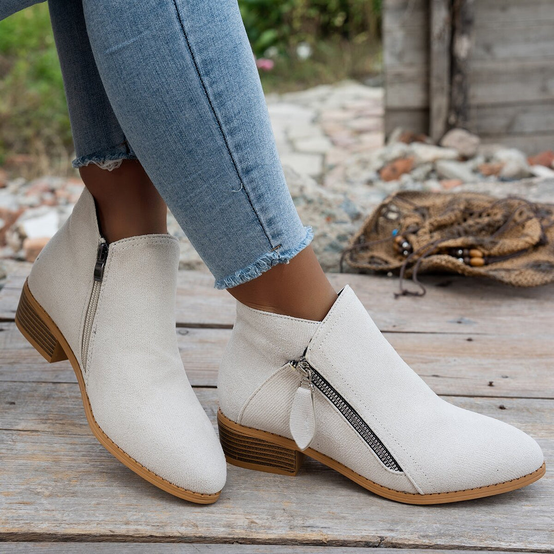 Nadine™ | Side-Zip Low-Heel Ankle Boots