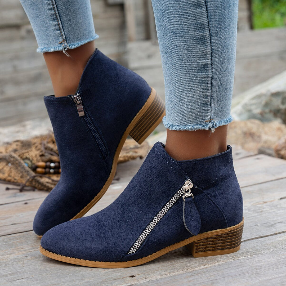 Nadine™ | Side-Zip Low-Heel Ankle Boots