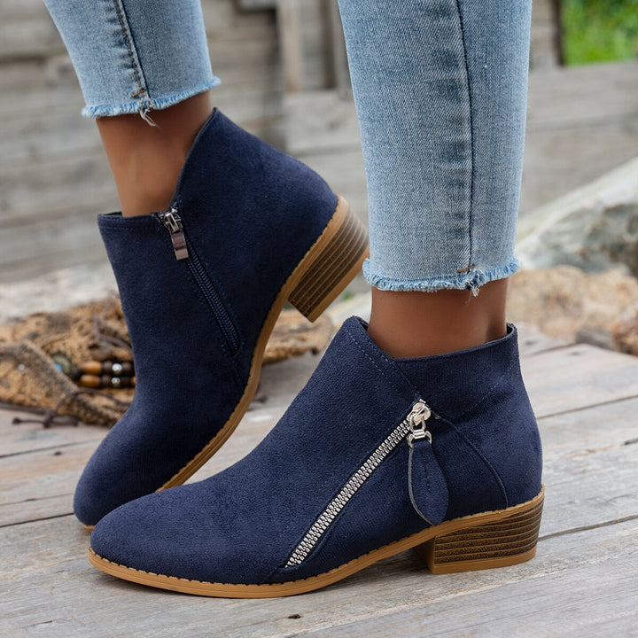 Nadine™ | Side-Zip Low-Heel Ankle Boots