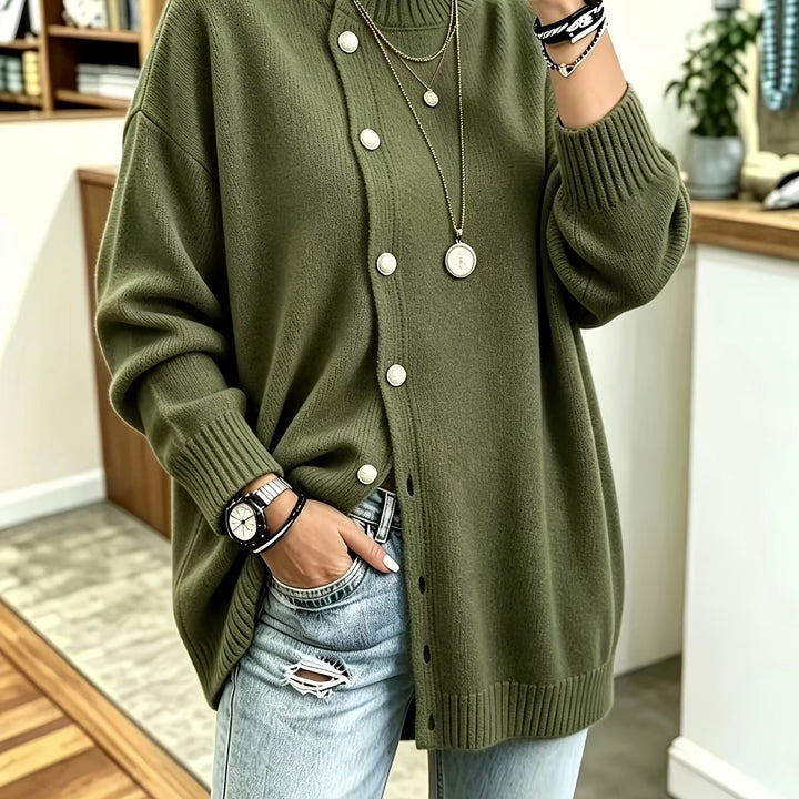 Estelle™ | Pearl-Button Relaxed Knit Cardigan
