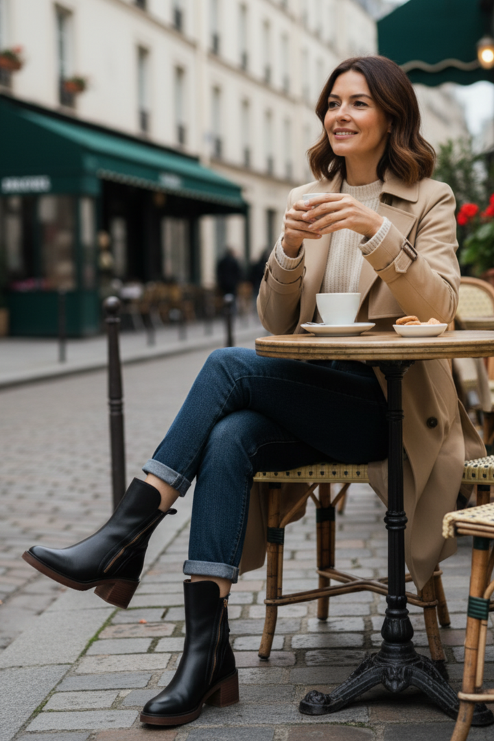 Pernelle™ | Square-Heel Leather Ankle Boots