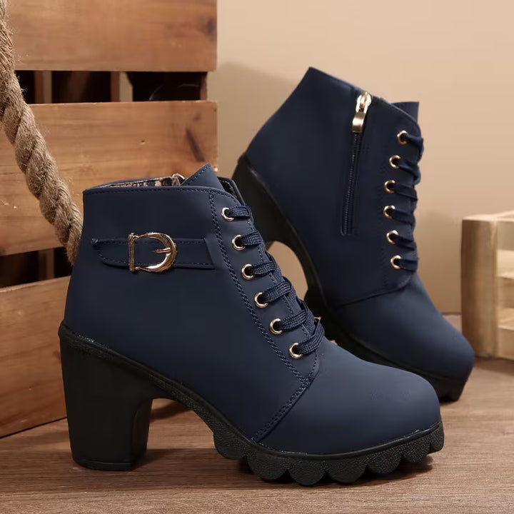 Veronica™ | Lace-Up Block-Heel Ankle Boots