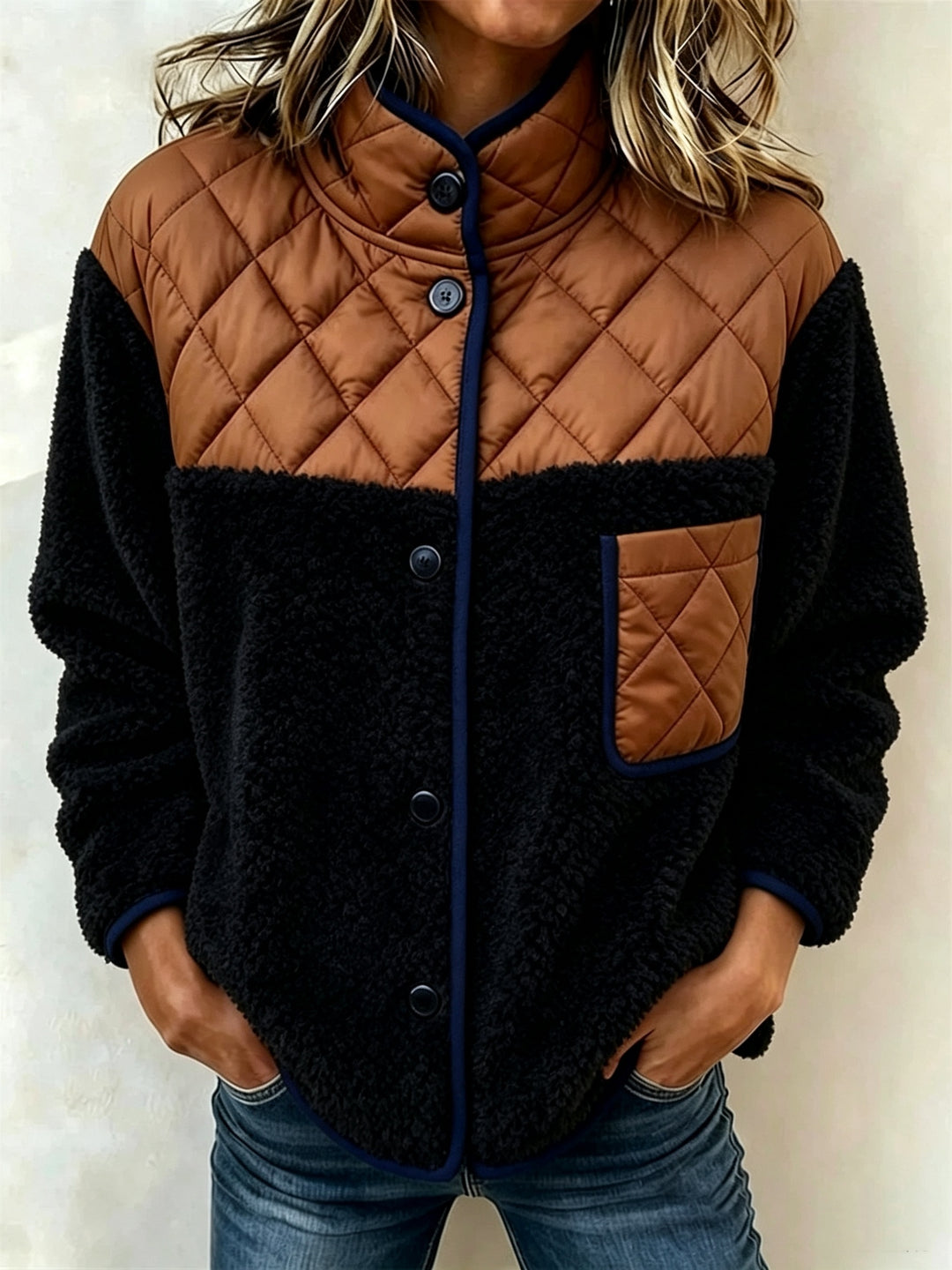 Maribel™ | Quilted Sherpa Patchwork Jacket