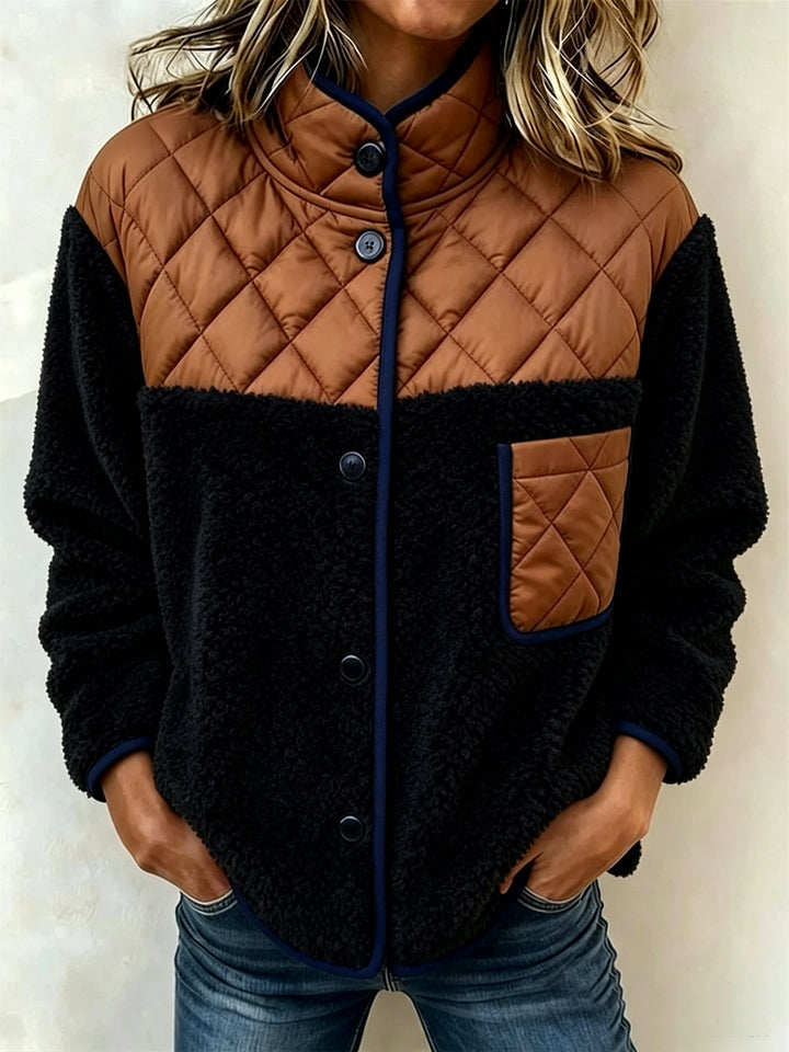 Maribel™ | Quilted Sherpa Patchwork Jacket