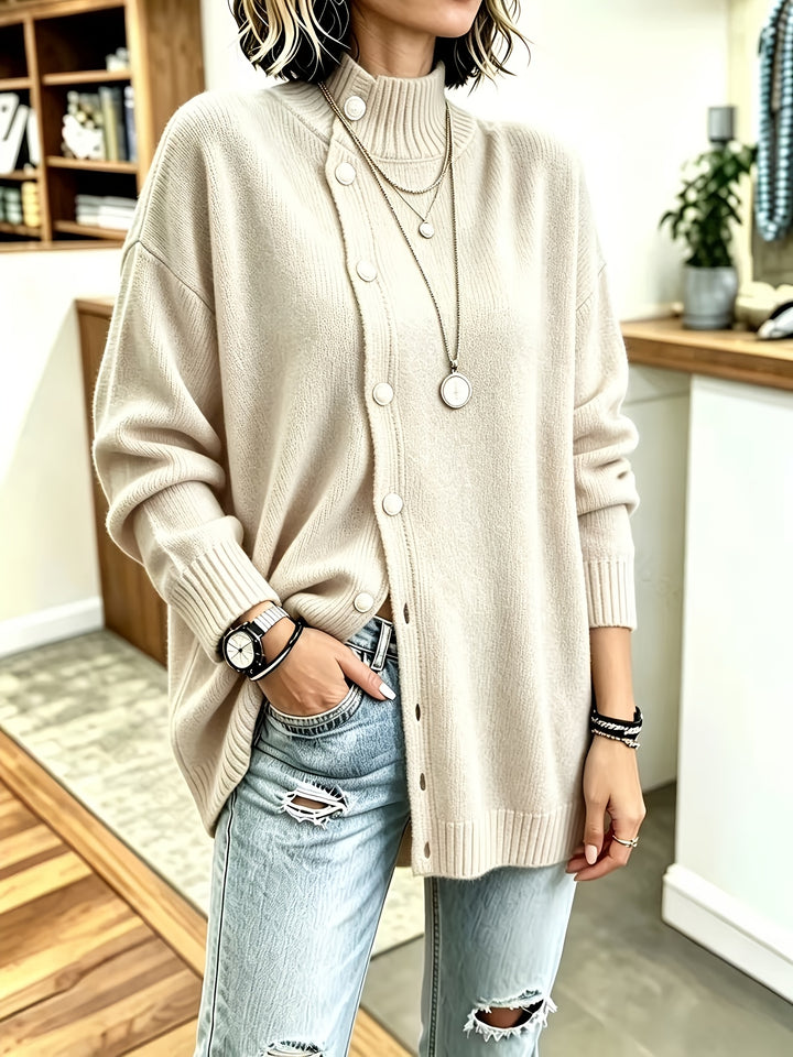 Estelle™ | Pearl-Button Relaxed Knit Cardigan