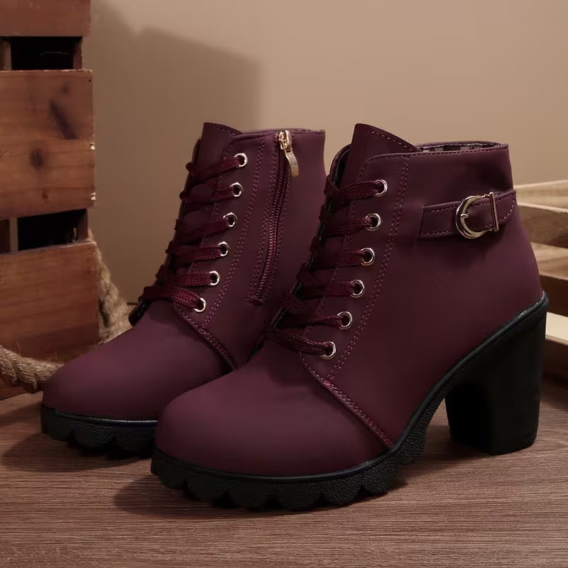 Veronica™ | Lace-Up Block-Heel Ankle Boots