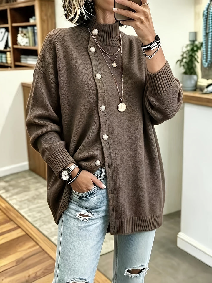 Estelle™ | Pearl-Button Relaxed Knit Cardigan