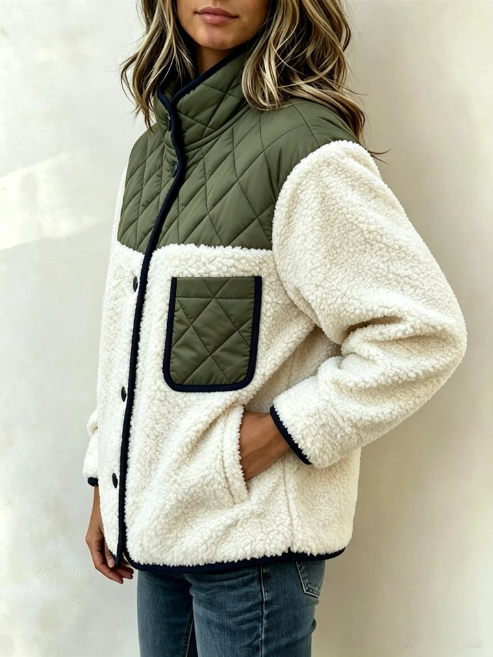 Maribel™ | Quilted Sherpa Patchwork Jacket