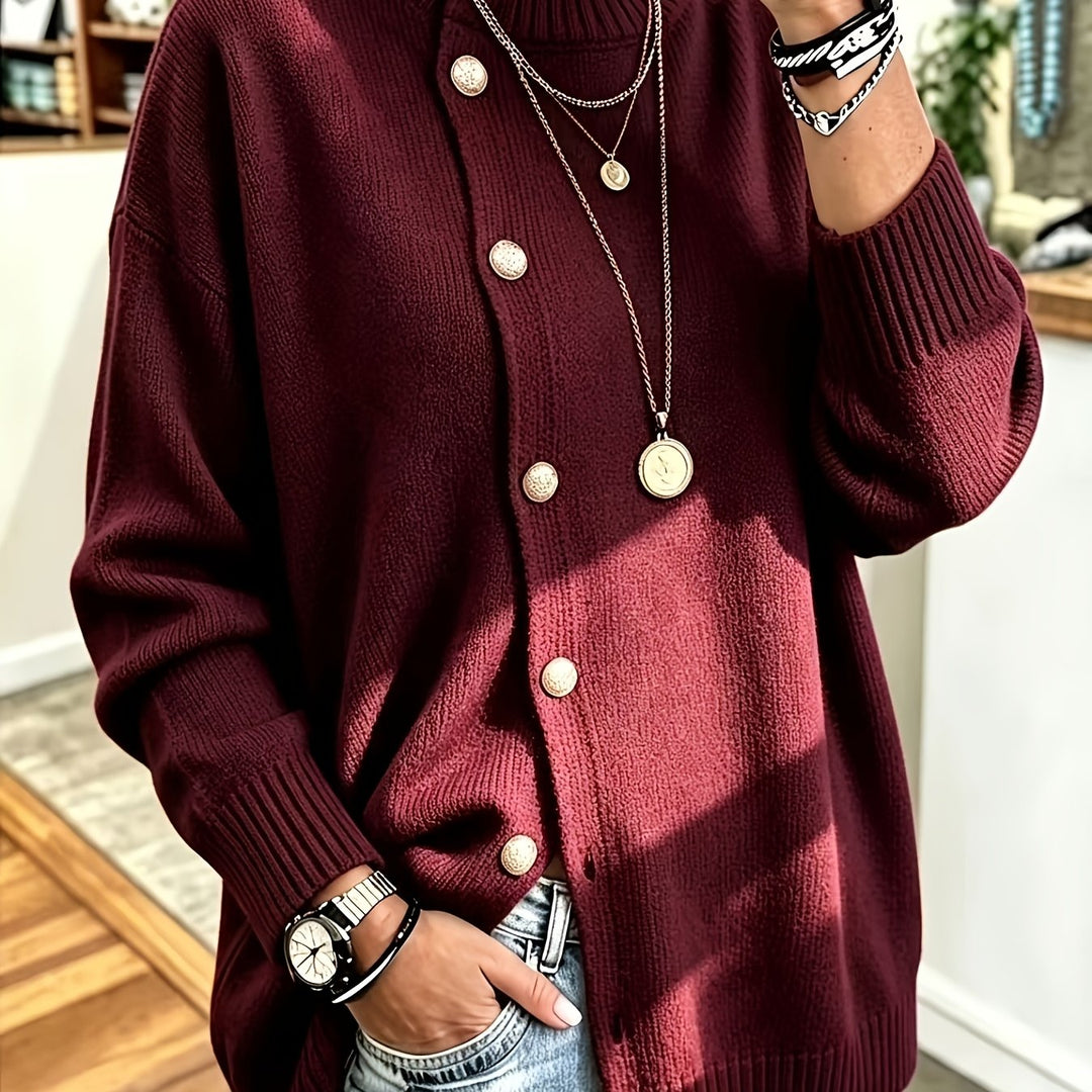 Estelle™ | Pearl-Button Relaxed Knit Cardigan
