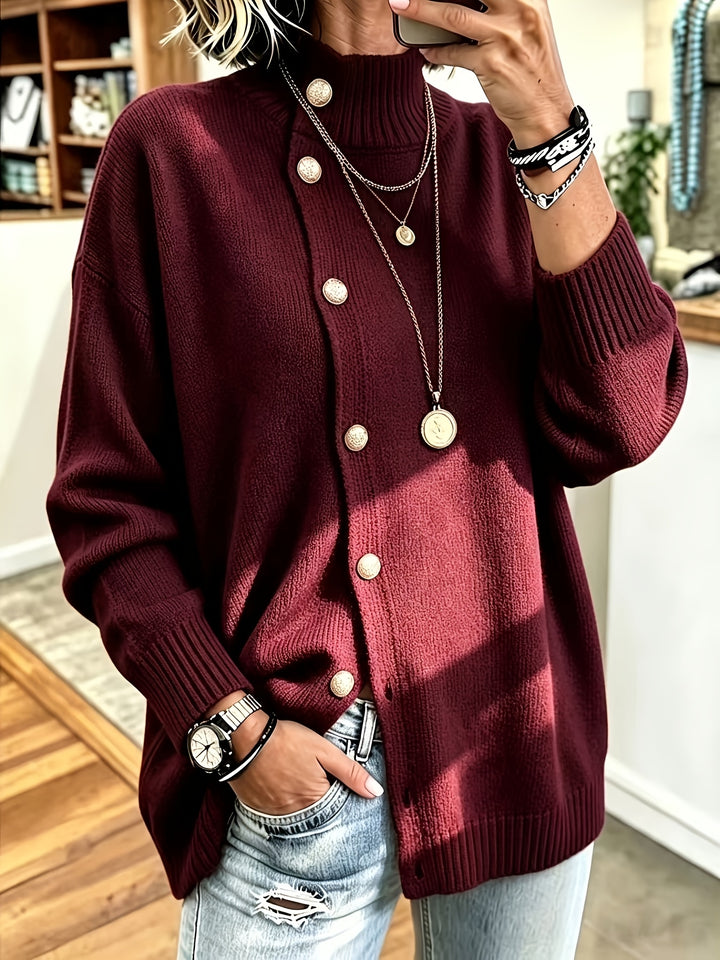Estelle™ | Pearl-Button Relaxed Knit Cardigan