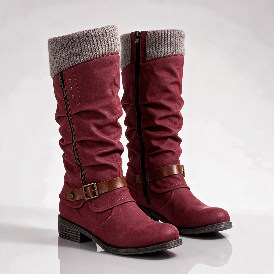 Theresa™ | Knit-Collar Comfort Mid-Calf Boots
