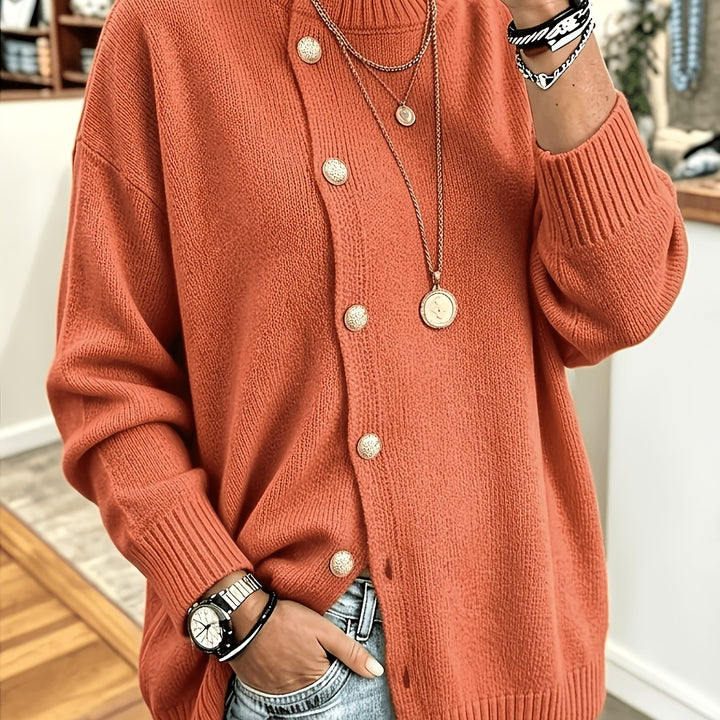 Estelle™ | Pearl-Button Relaxed Knit Cardigan