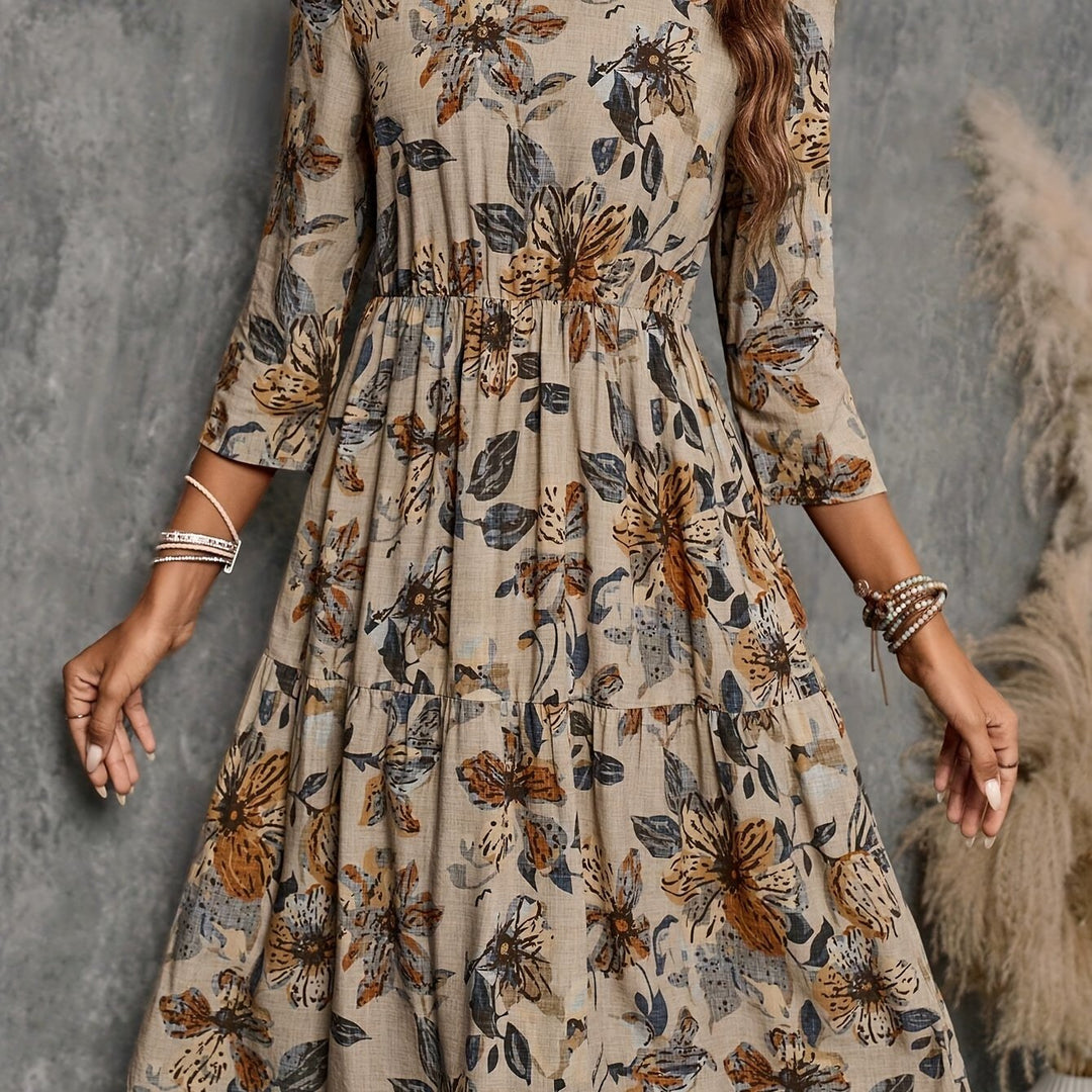 Elise™ | Vintage Floral Tiered Midi Dress