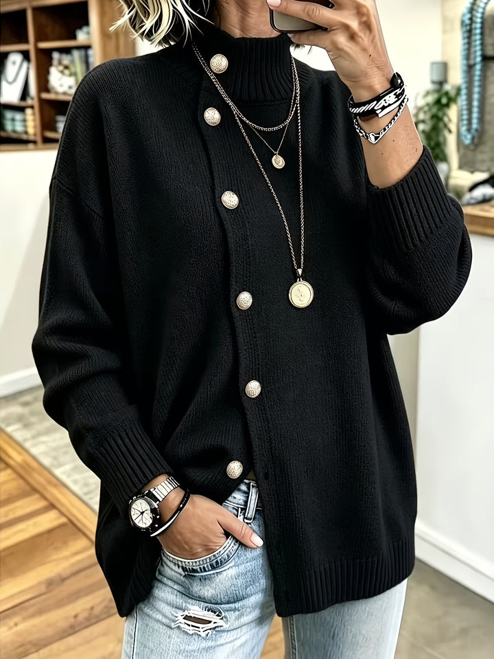 Estelle™ | Pearl-Button Relaxed Knit Cardigan