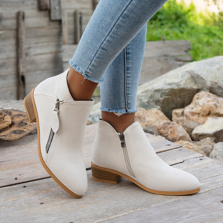 Nadine™ | Side-Zip Low-Heel Ankle Boots