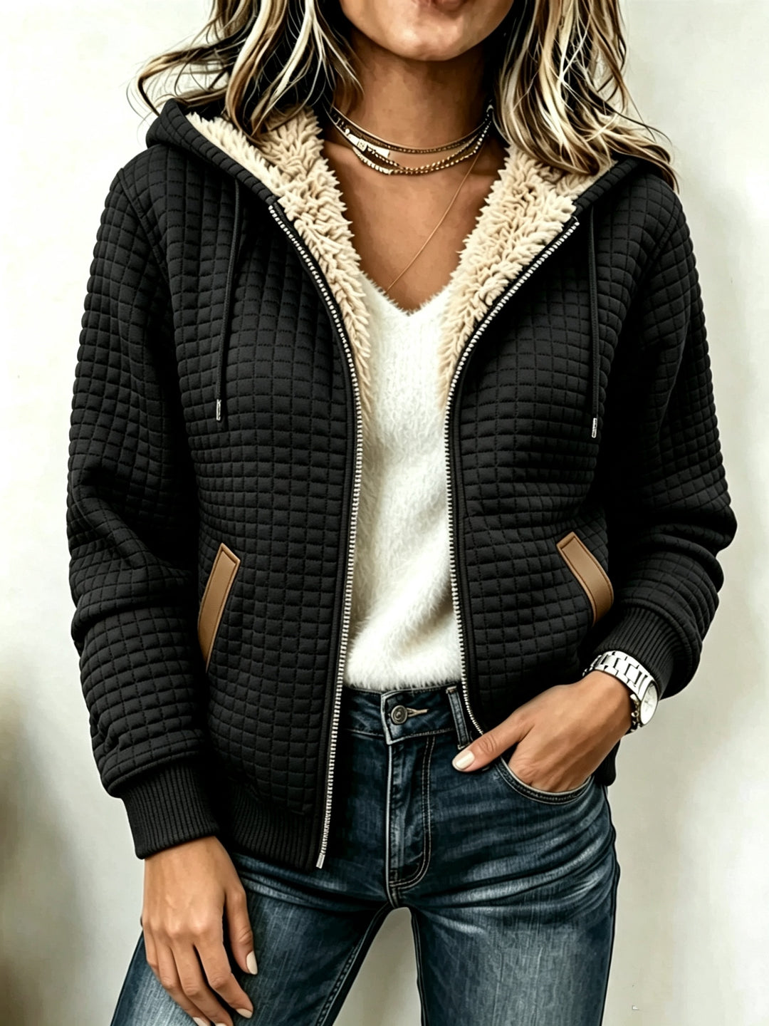 Camille™ | Sherpa-Lined Quilted Hooded Jacket