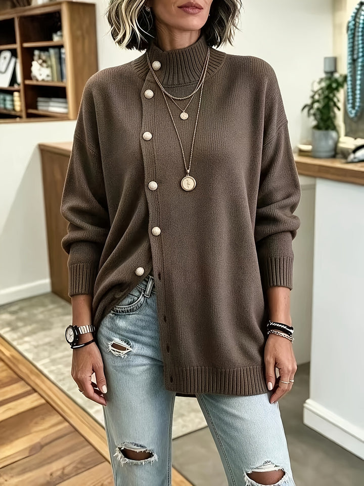 Estelle™ | Pearl-Button Relaxed Knit Cardigan