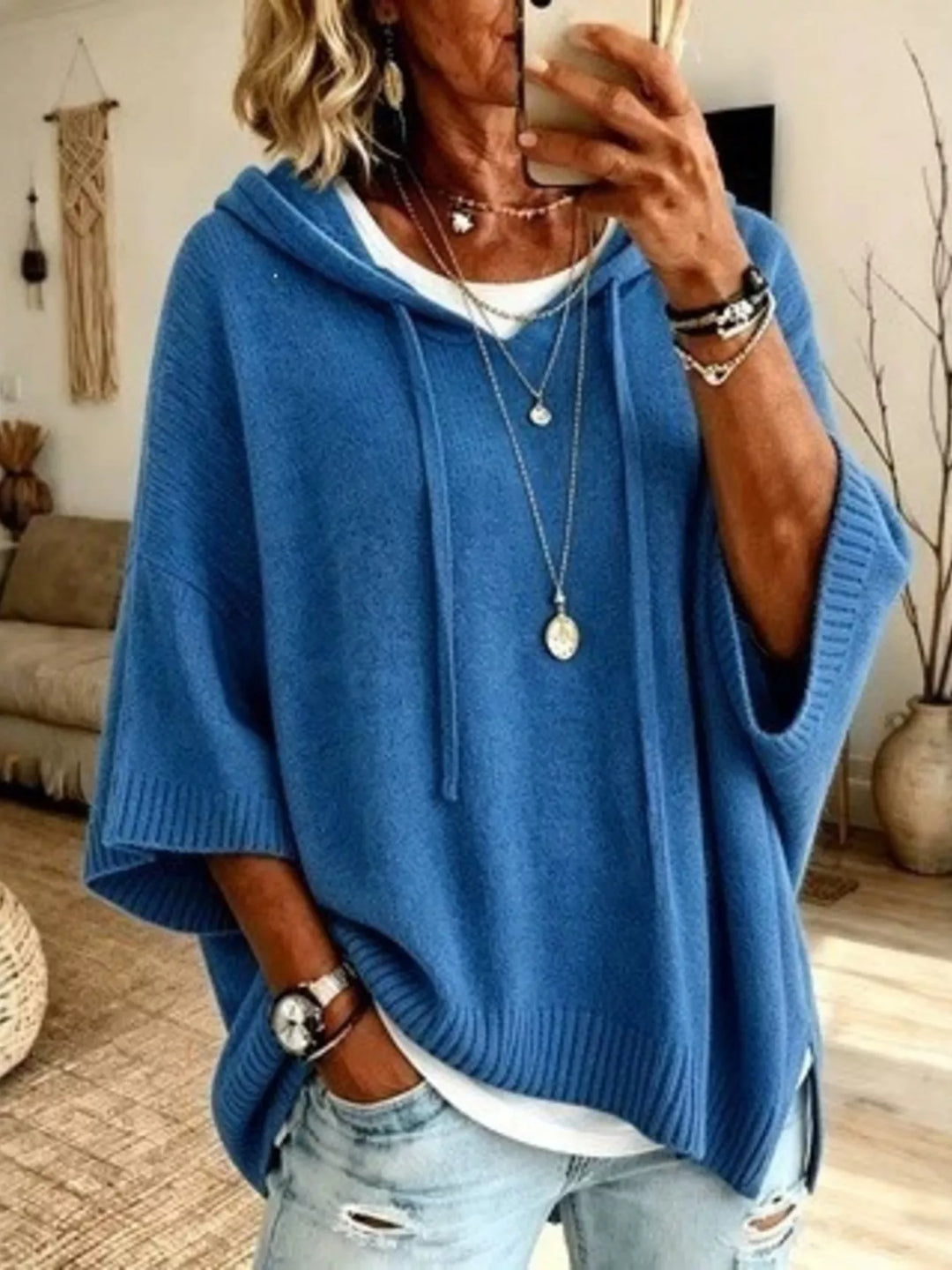 Marielle™ | Relaxed Hooded Knit Poncho
