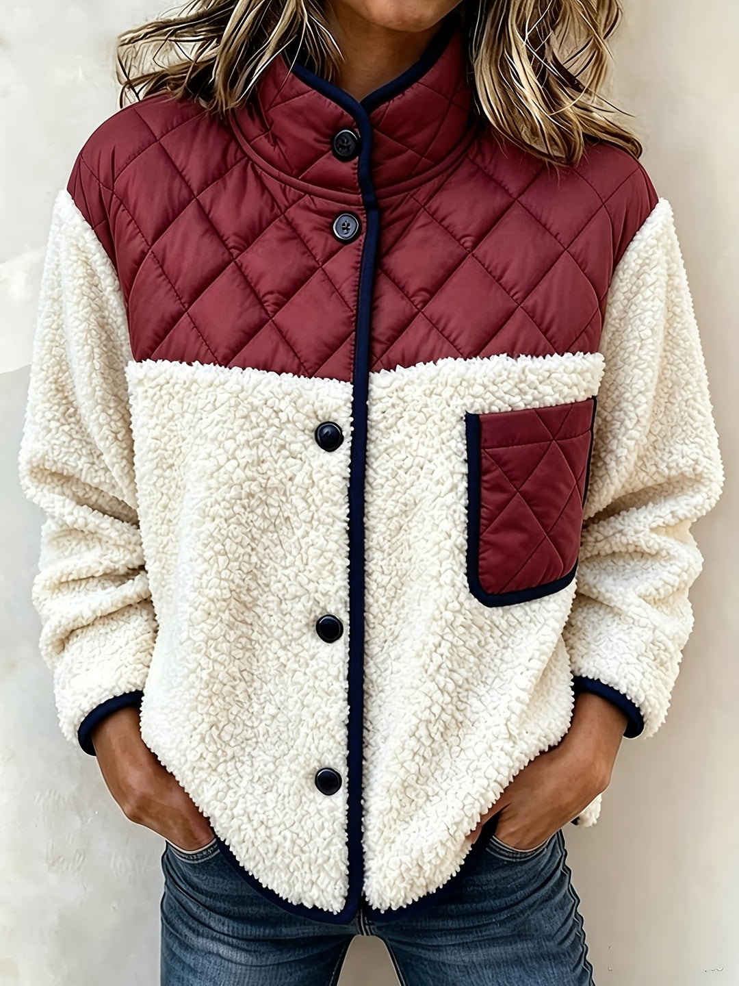 Maribel™ | Quilted Sherpa Patchwork Jacket