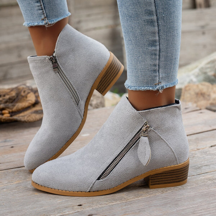 Nadine™ | Side-Zip Low-Heel Ankle Boots