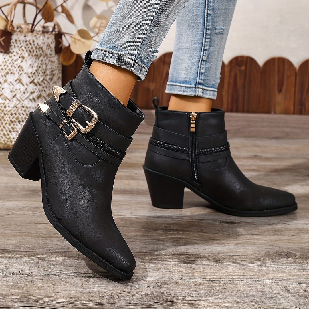 Cecilia™ | Buckle-Detail Heeled Ankle Boots