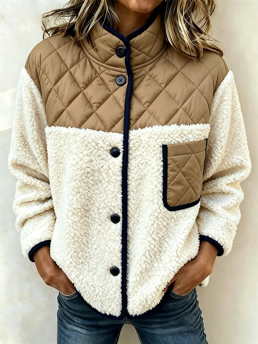Maribel™ | Quilted Sherpa Patchwork Jacket