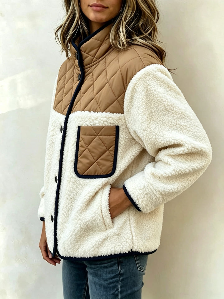 Maribel™ | Quilted Sherpa Patchwork Jacket