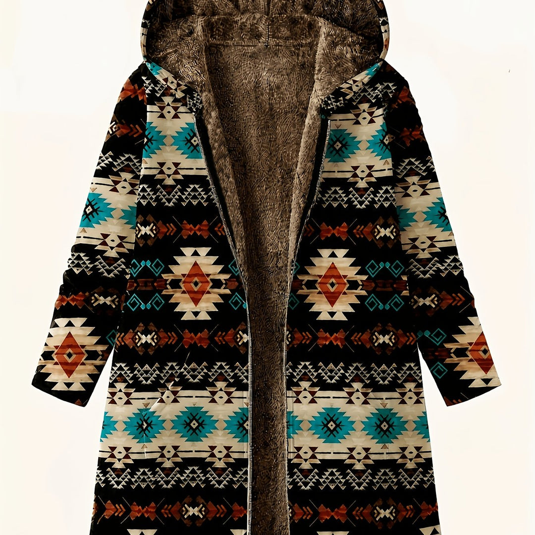 Marissa™ | Southwestern Fleece-Lined Hooded Coat