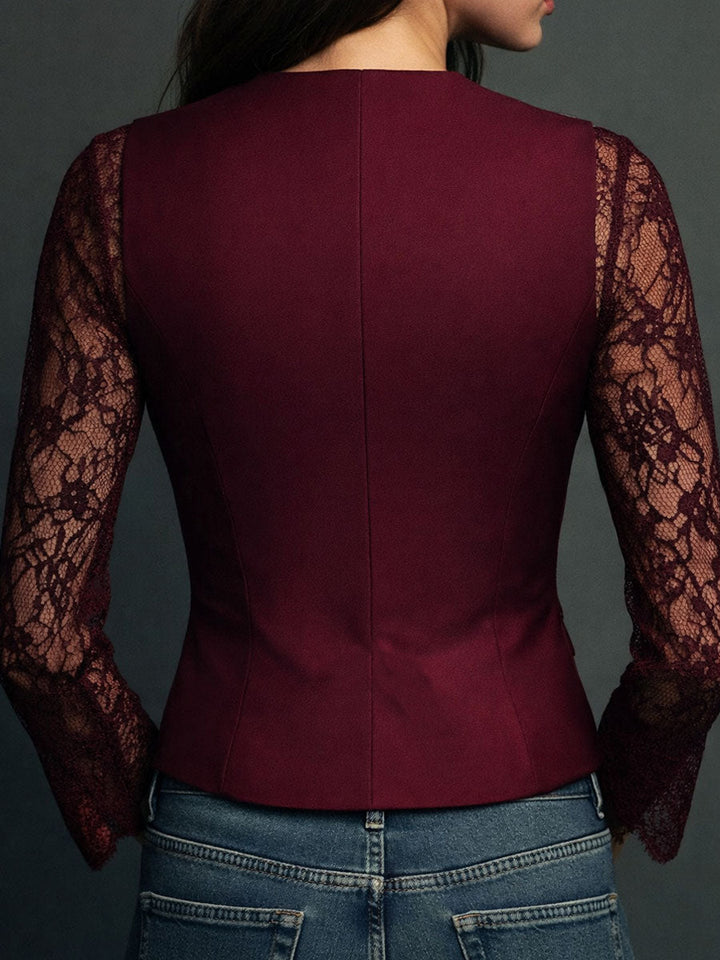 Celeste™ | Lace-Sleeve Tailored Blazer