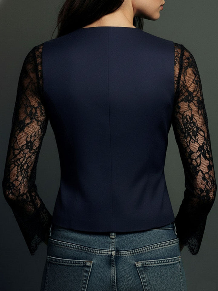 Celeste™ | Lace-Sleeve Tailored Blazer