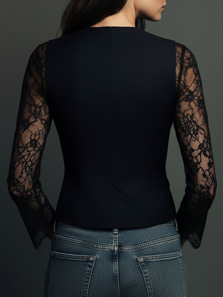 Celeste™ | Lace-Sleeve Tailored Blazer