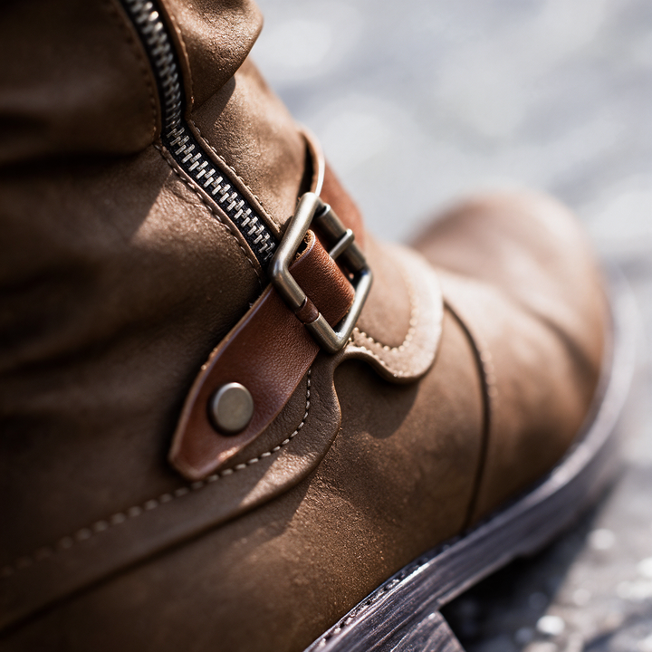 Theresa™ | Knit-Collar Comfort Mid-Calf Boots