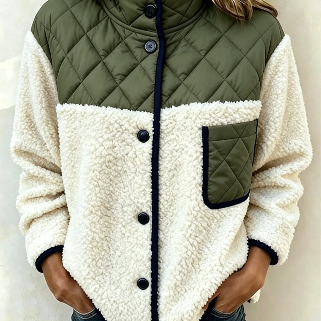 Maribel™ | Quilted Sherpa Patchwork Jacket
