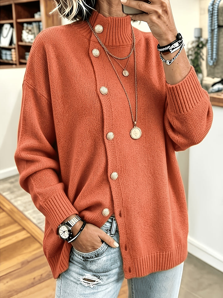 Estelle™ | Pearl-Button Relaxed Knit Cardigan