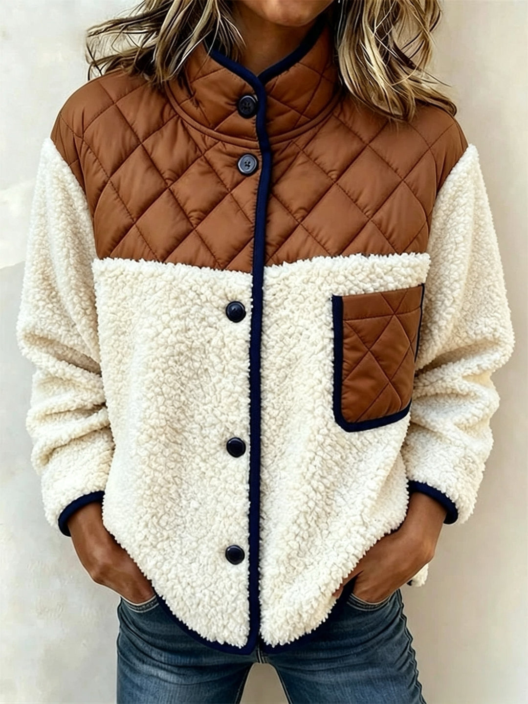 Maribel™ | Quilted Sherpa Patchwork Jacket