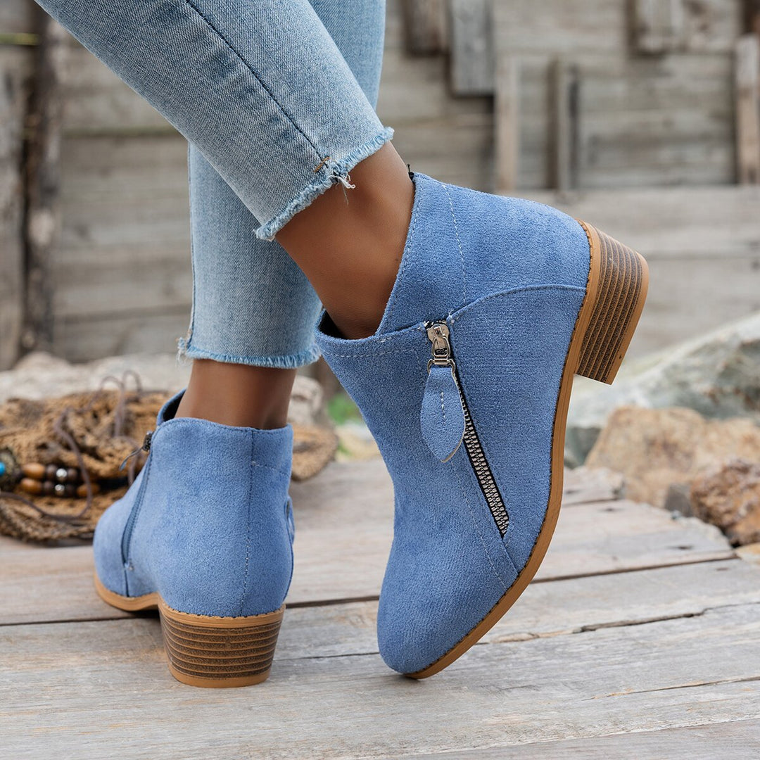 Nadine™ | Side-Zip Low-Heel Ankle Boots