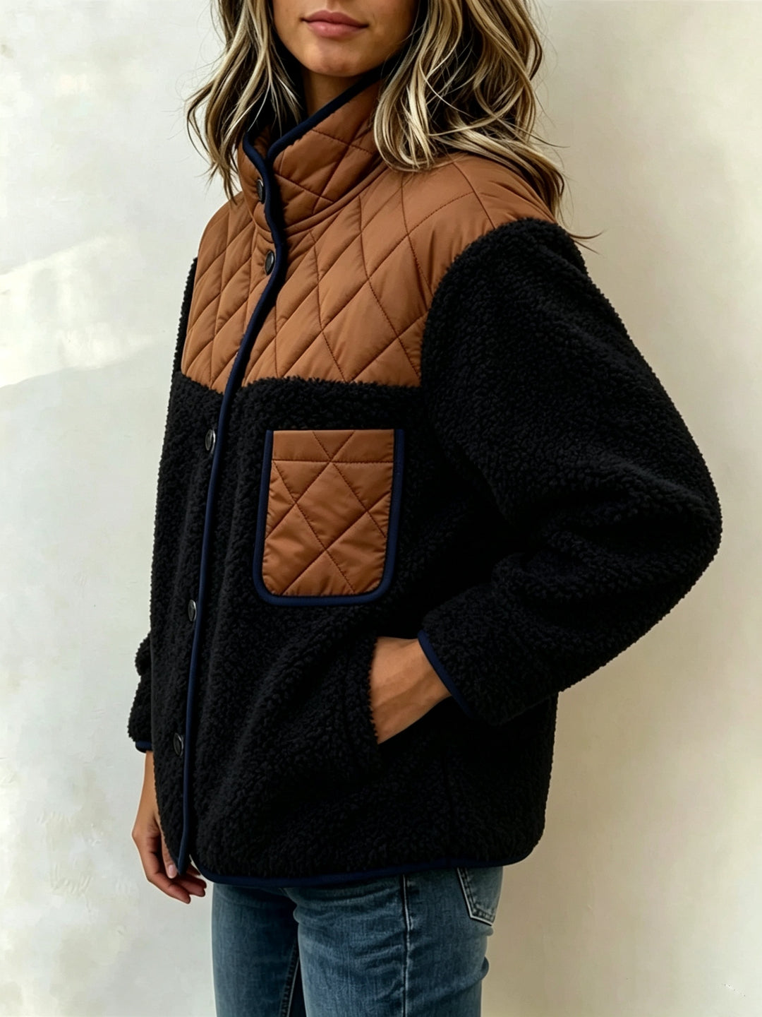 Maribel™ | Quilted Sherpa Patchwork Jacket