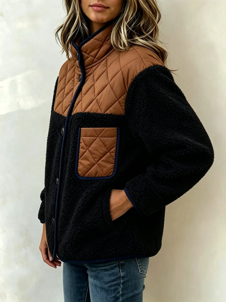 Maribel™ | Quilted Sherpa Patchwork Jacket