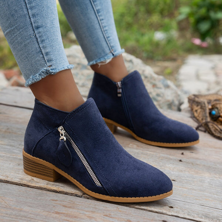 Nadine™ | Side-Zip Low-Heel Ankle Boots