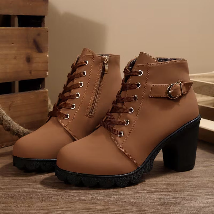 Veronica™ | Lace-Up Block-Heel Ankle Boots